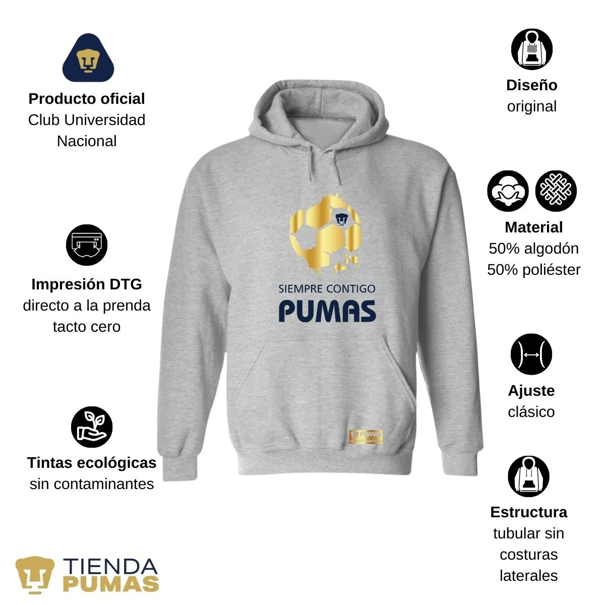 Sudadera para Hombre Hoodie Pumas UNAM Ed Limitada 2 Siempre contigo