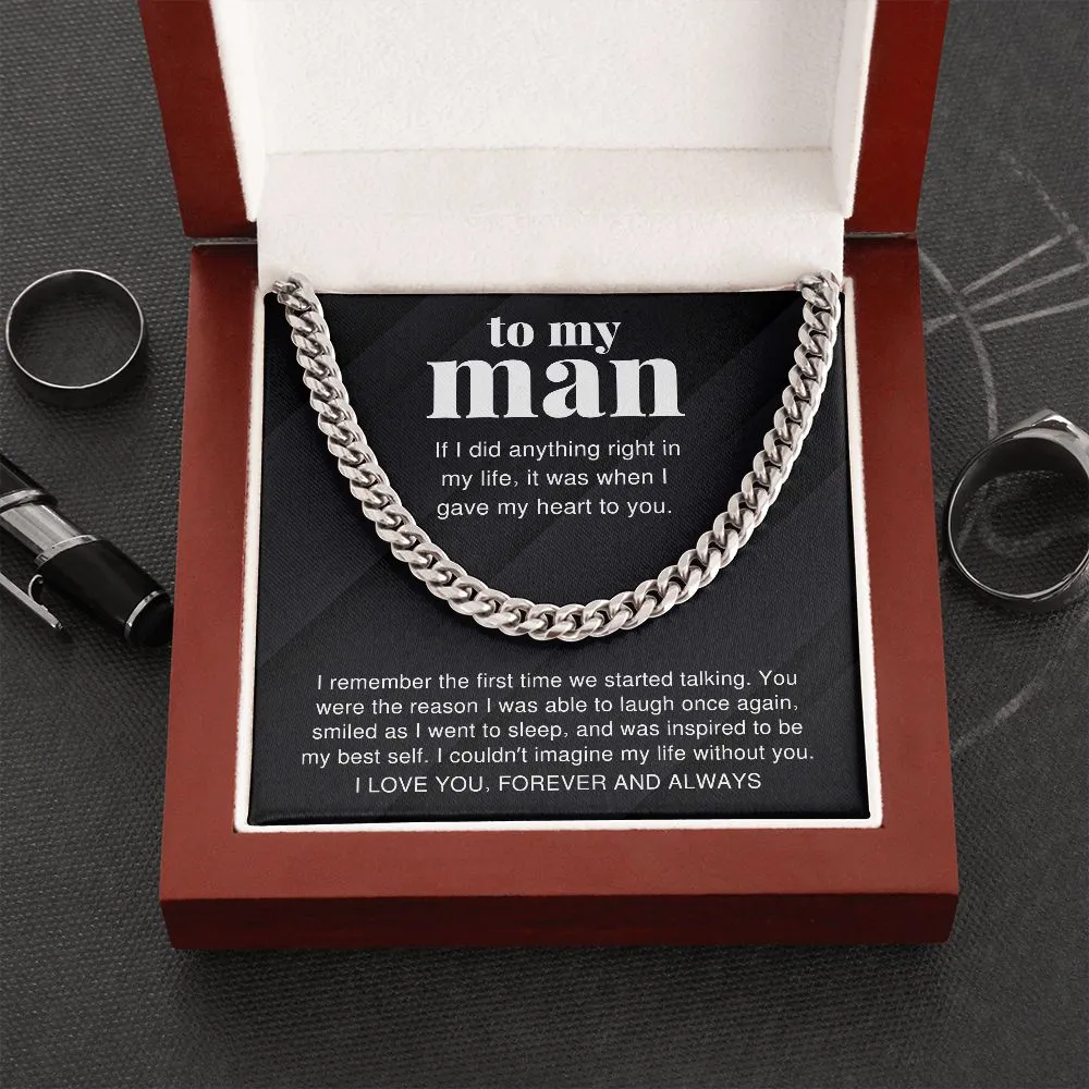 To My Man I Couldn't Imagine My Life Without You For Boyfriend or Husband Gift Link Chain