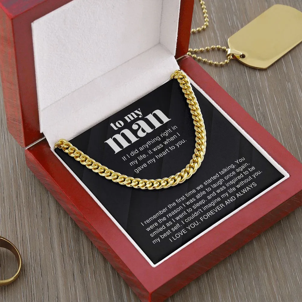 To My Man I Couldn't Imagine My Life Without You For Boyfriend or Husband Gift Link Chain