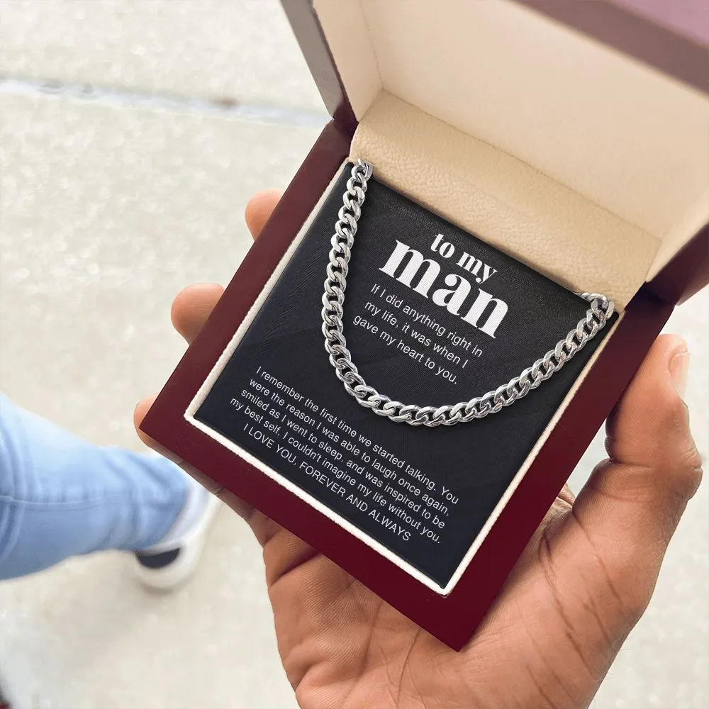 To My Man I Couldn't Imagine My Life Without You For Boyfriend or Husband Gift Link Chain