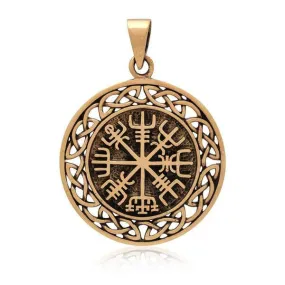 Vegvisir and Knots Pendant - Bronze